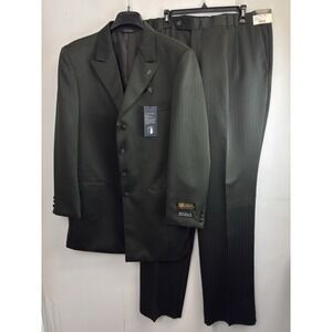 Bolzano Uomo Collezione Men's Olive 2 Pc Suit 42L Blazer Jacket Pleated Pants 42